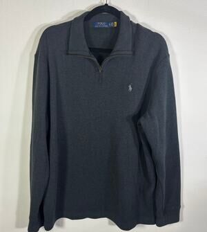 Polo Ralph Lauren Mens XL Gray Quarter Zip Pullover Cotton Pony Sweater